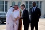 U.S. Secretary of State Antony Blinken is greeted by Qatari officials