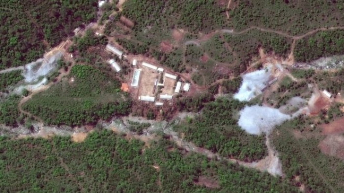 A satellite image of the Punggye-ri site